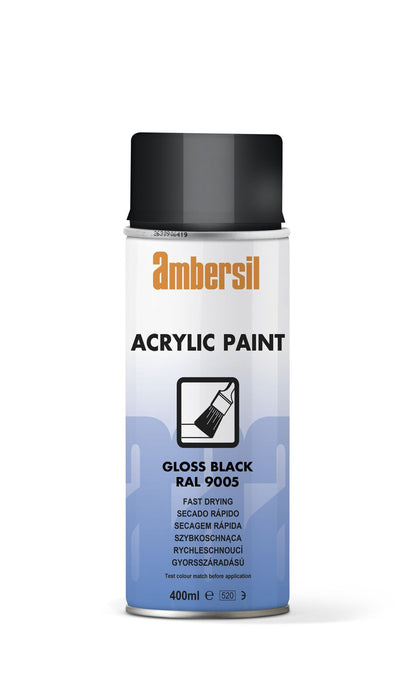 Ambersil Acrylic Paint Gloss Black RAL9005 400ml Bradechem