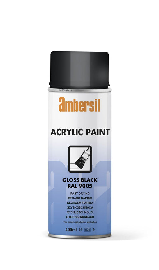 Ambersil Acrylic Paint Gloss Black RAL9005 400ml Bradechem