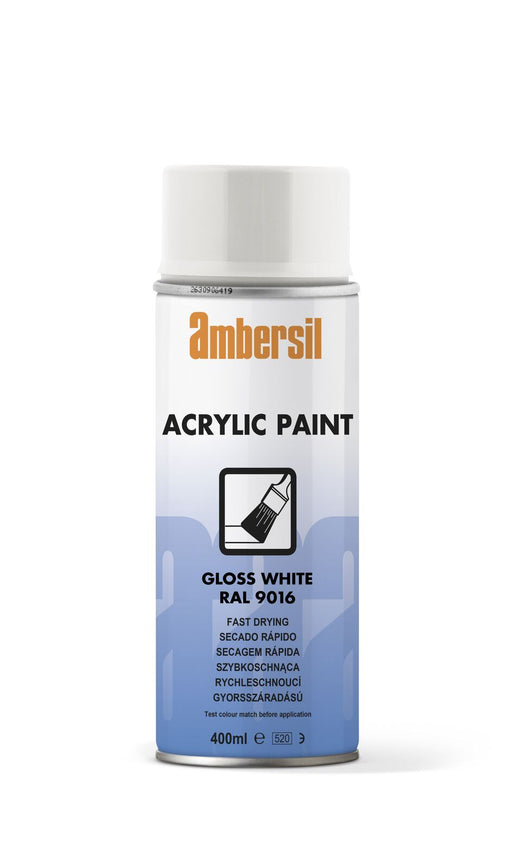 Ambersil Acrylic Paint Gloss White RAL9016 400ml Bradechem